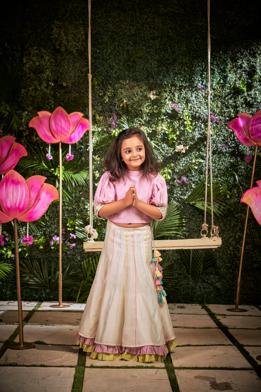 FlORAL BLUSH GHAGRA SET