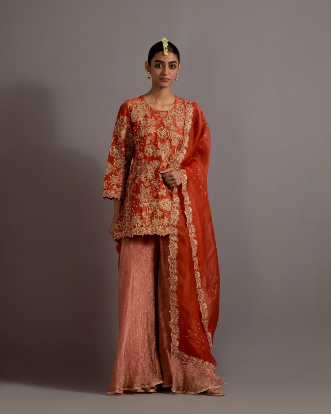 Orange Sharara Set