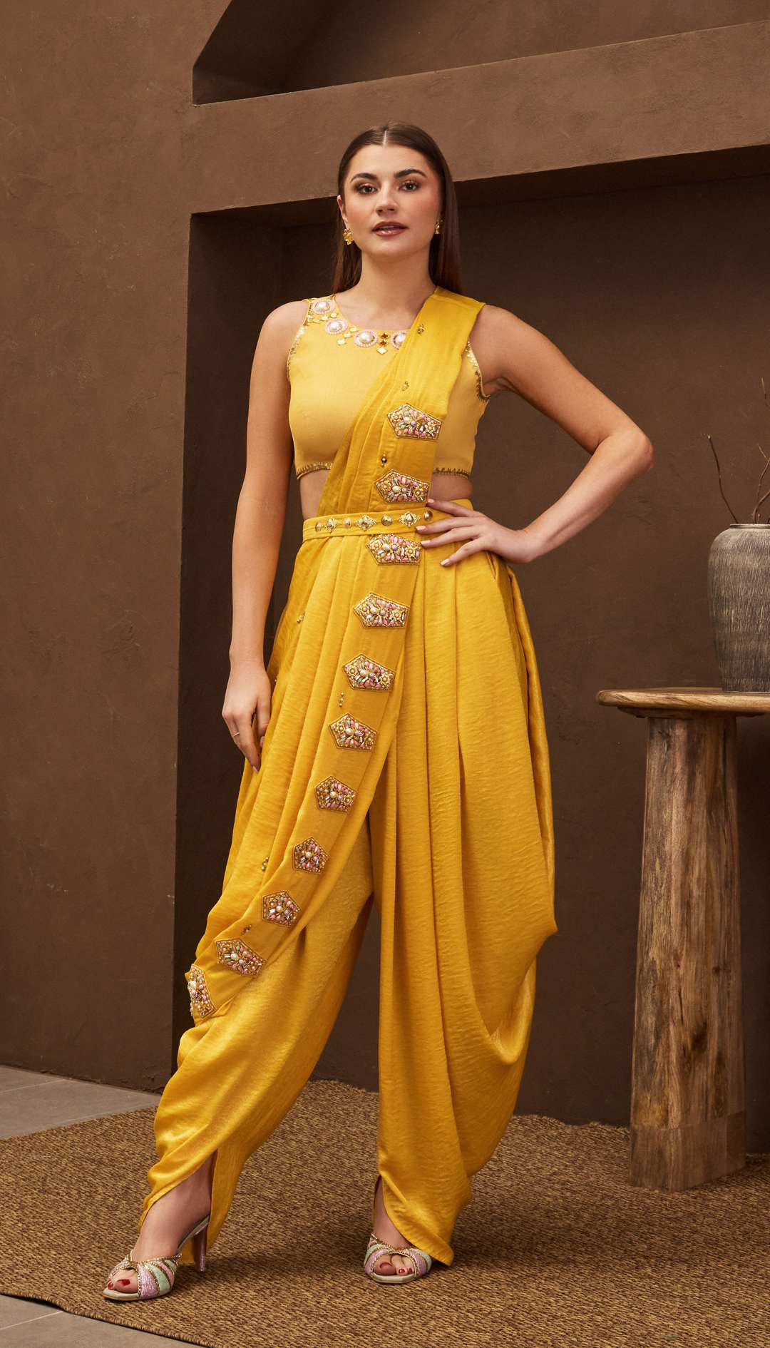 SUNFLOWER SANGRIA PRE-STITCHED SAREE